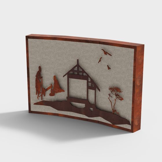 Wooden Cabin Silhouette 3D model for Creative Projects