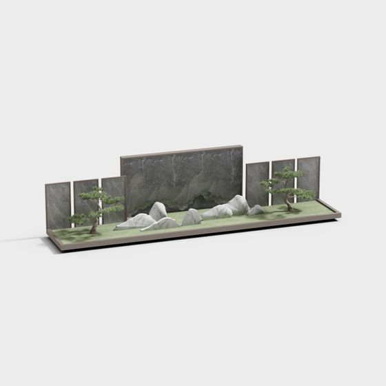 Zen Garden Low-Poly 3D model