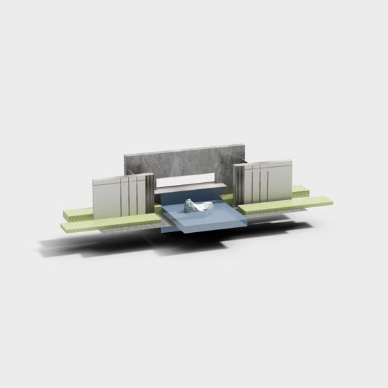 Serene Low-Poly Modern Architectural 3D Model