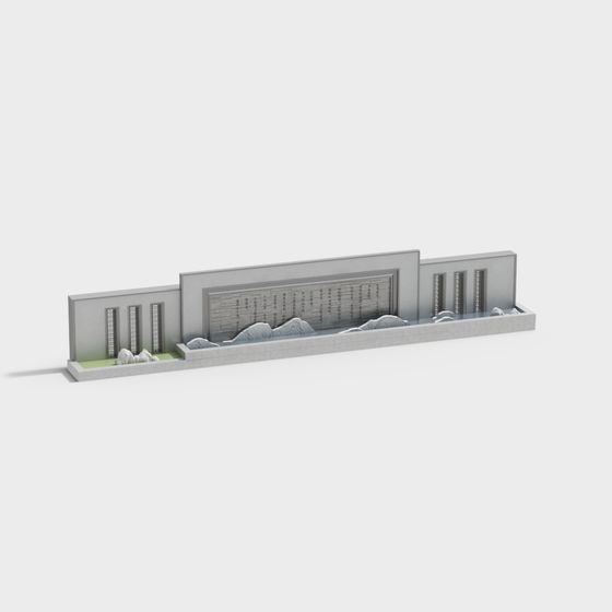 Low-Polygon High-Detail Concrete Building 3D model