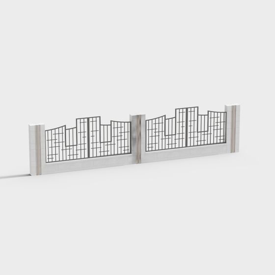 Elegant Metal Fence 3D model for Urban Spaces