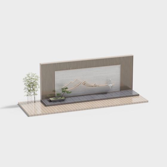 Zen Garden 3D Model with Low Polygon Style
