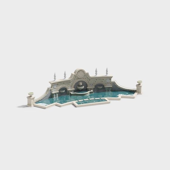 Elegant Water Fountain 3D Model
