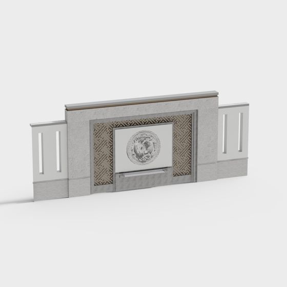 Vintage Stone Carved Screen 3D model for Creative Projects
