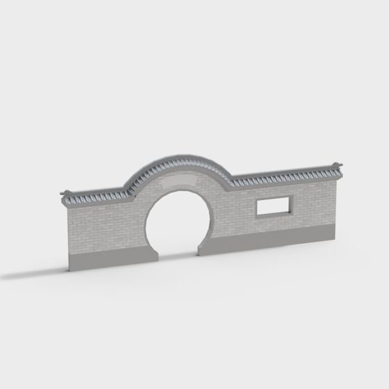 Elegant Oriental Style Wall Door 3D model