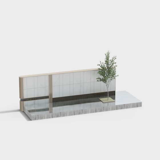 Stylish Urban Green Wall Low-Poly 3D model