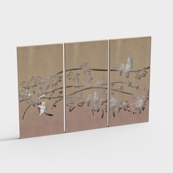 Nature's Serenity Triptych 3D model