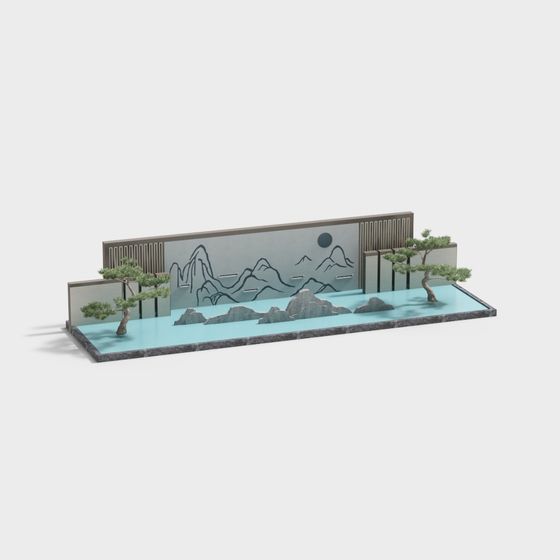 Zen Garden 3D model with Low Poly Design