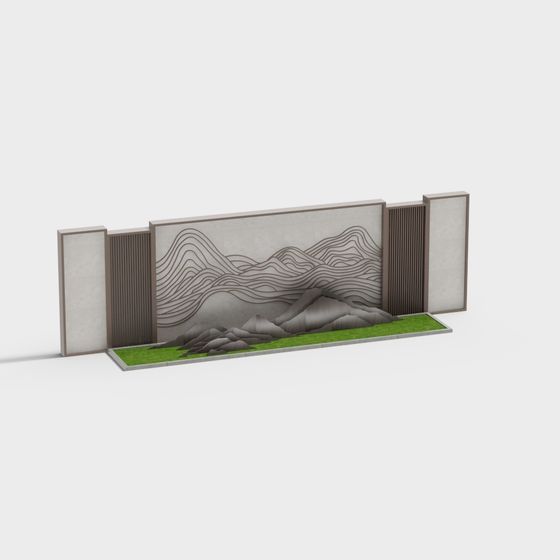 Mountain River Wall 3D model for Creative Projects