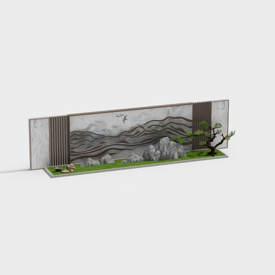 Zen Garden Wall 3D model for Tranquil Spaces