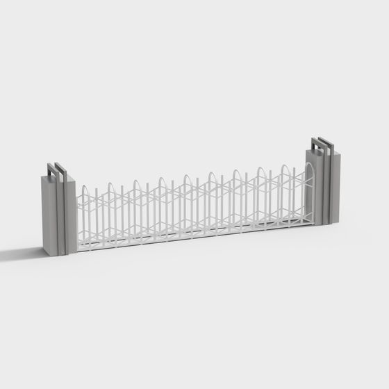 Modern Garden Fence Low-Poly 3D model