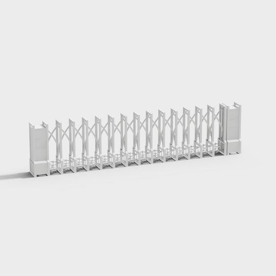 Industrial Low-Poly Fence 3D model