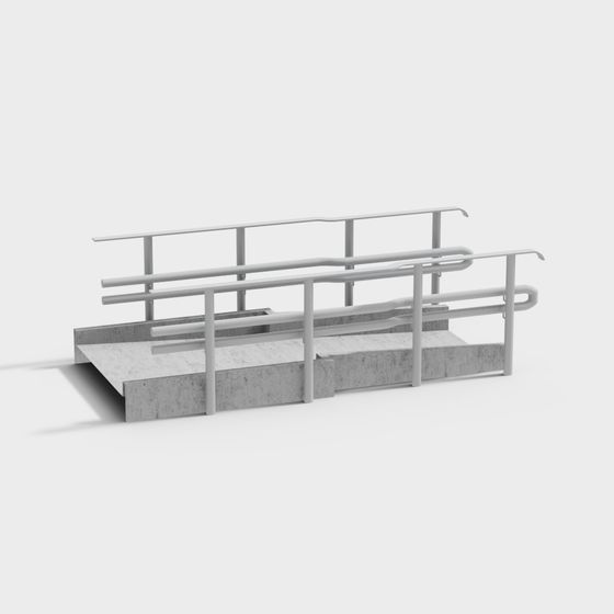 Urban Staircase with Railings 3D model