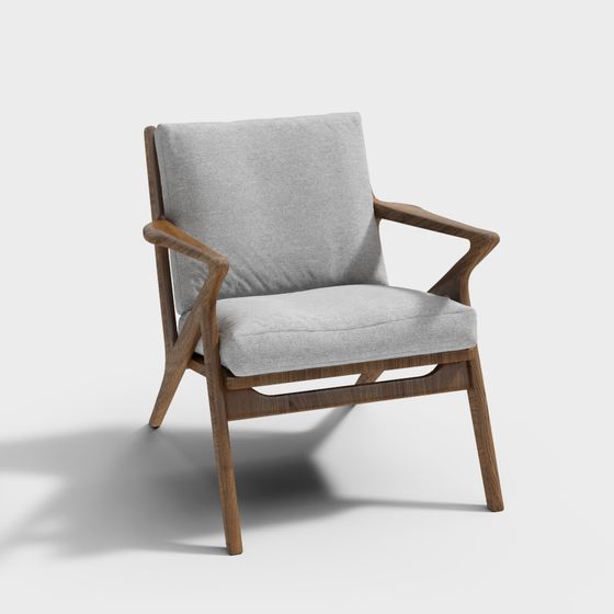 Elegant Scandinavian-Inspired Lounge Chair 3D model