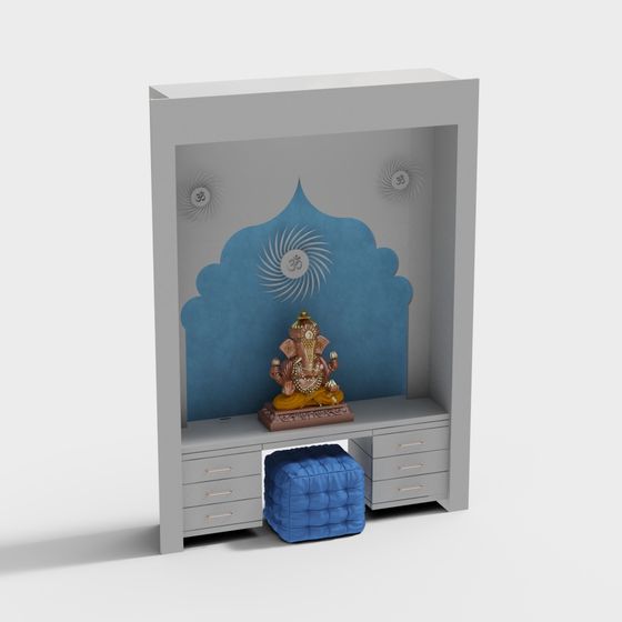 Cultural Indian Shrine 3D model in Tranquil Hues