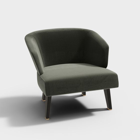 Stylish Low-Poly Green Armchair 3D model for Modern Interiors