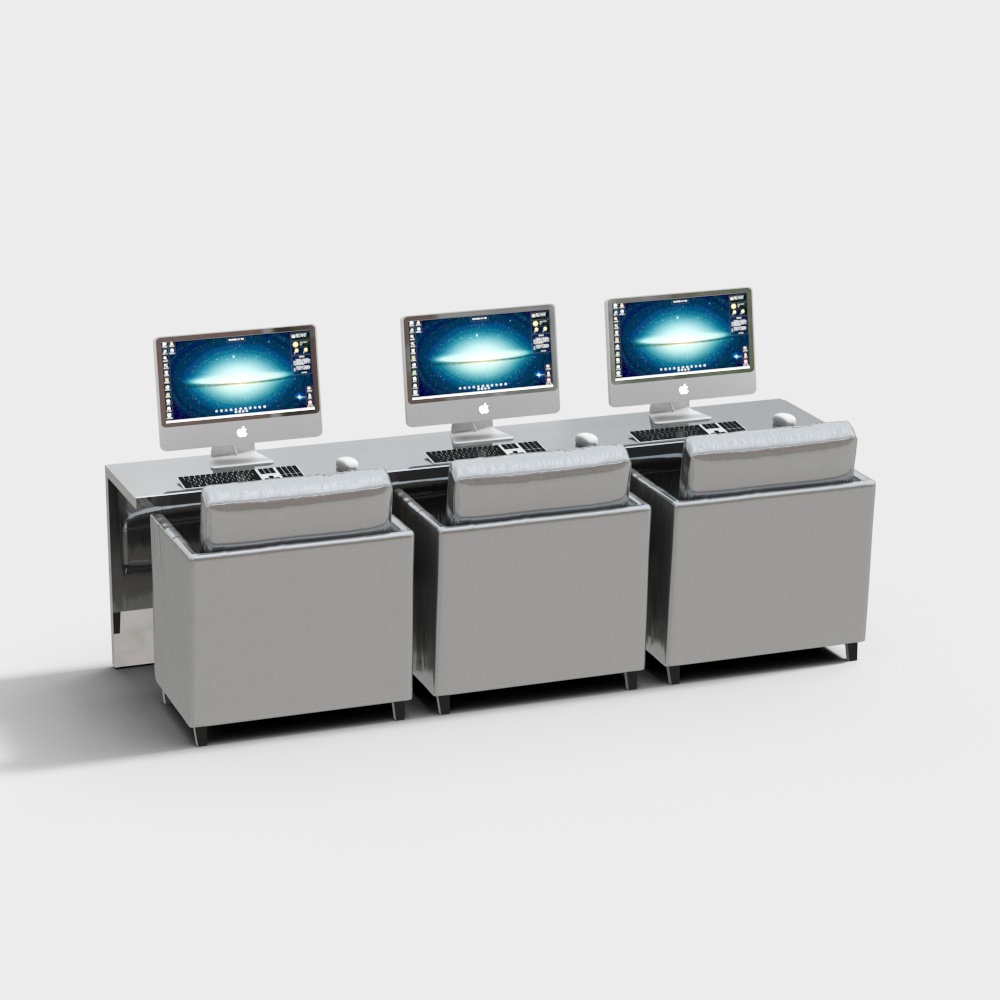 Modern monitoring station in computer room