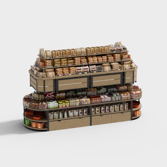 Stylish Supermarket Shelf 3D model for Various Uses
