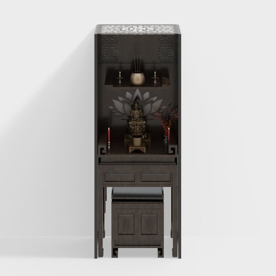 Zen Buddha Altar Cabinet 3D model