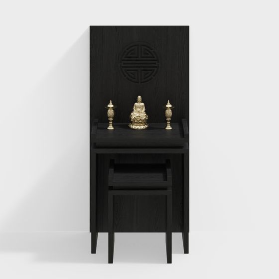 Zen Offering Table 3D model with Traditional Elements