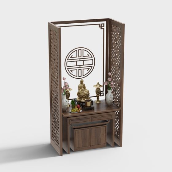Elegant Chinese Folding Screen 3D model