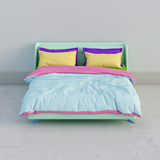 Dreamy Low-Poly 3D Bed Model