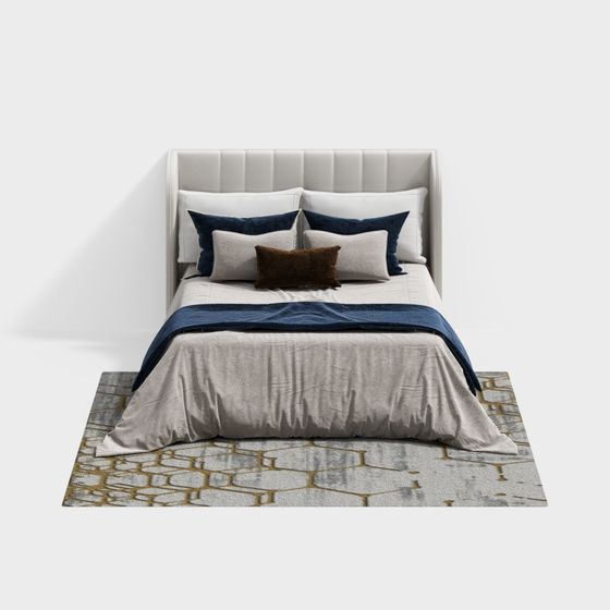 Stylish Low-Polygon Bed 3D model for Modern Interiors