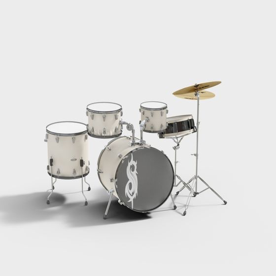 Dynamic Low Poly Drum Set 3D model