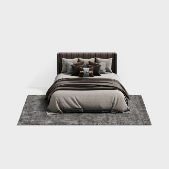 Elegant Low-Poly Bed 3D Model for Modern Interiors