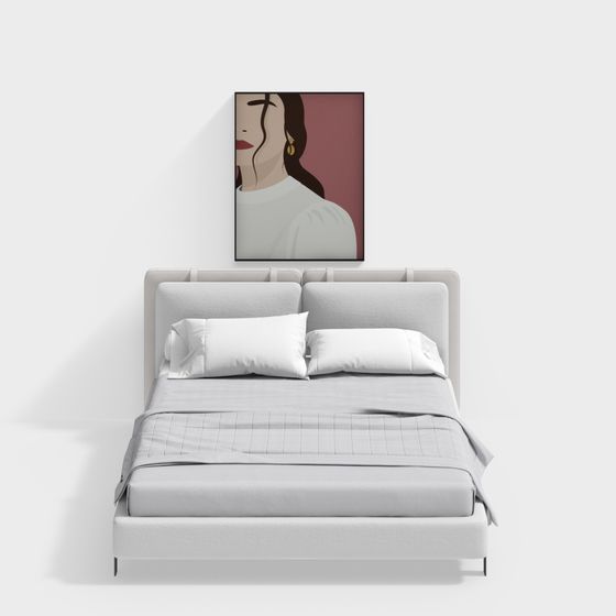 Modern Low-Polygon Bed Frame 3D model