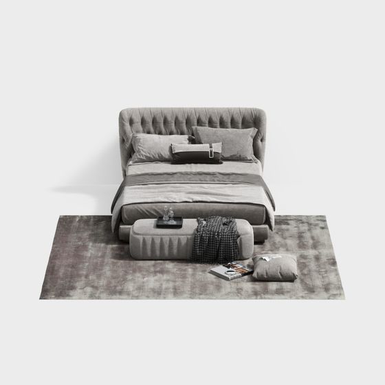 Elegant Low-Poly Bed 3D model