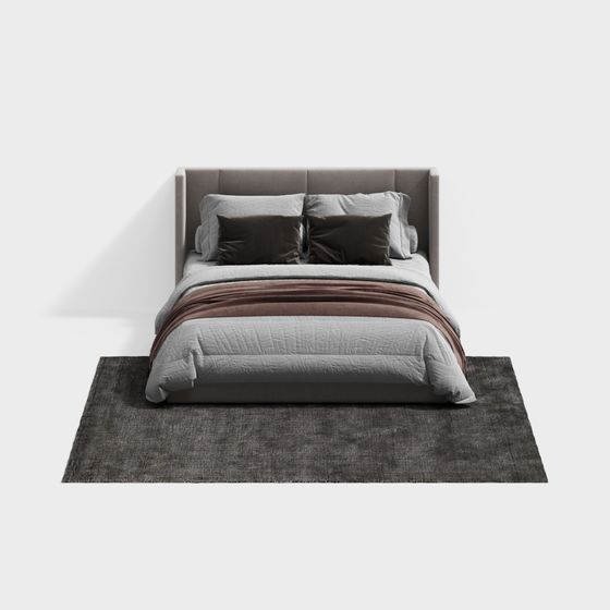 Elegant Low-Polygon Bed 3D model for Modern Interiors