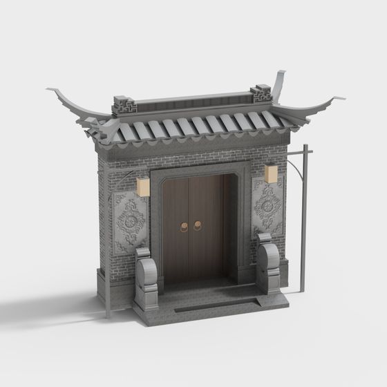 Traditional Chinese Courtyard Gate 3D model