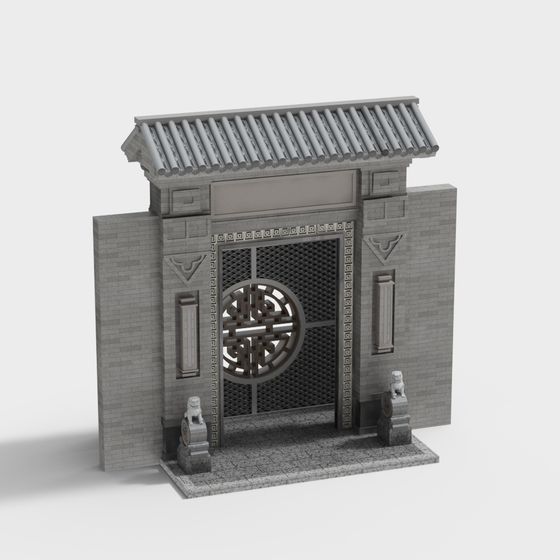 Traditional Chinese Courtyard Gate 3D model