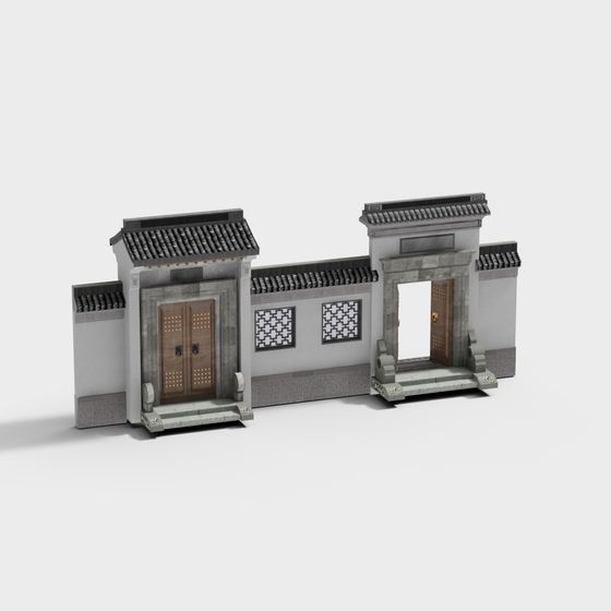 Traditional Chinese Courtyard Gate 3D model for Creative Projects
