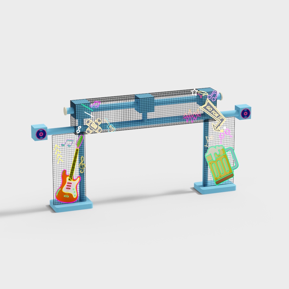 Vibrant Neon Party Arch 3D model