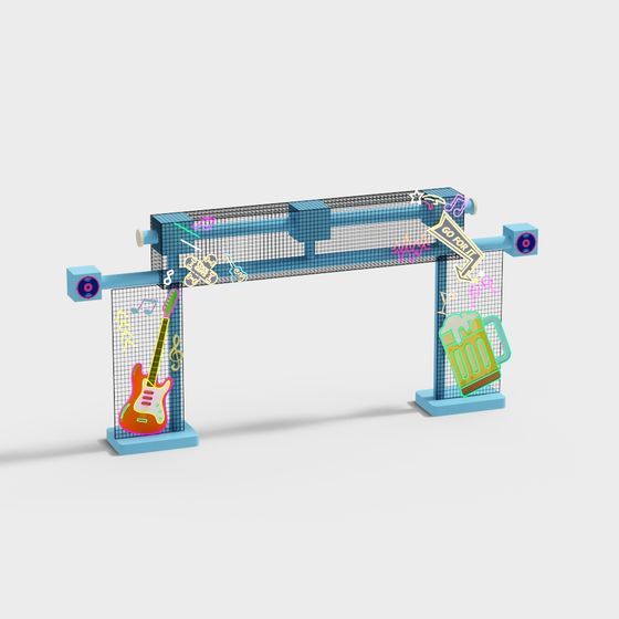Vibrant Neon Party Arch 3D model for Creative Spaces