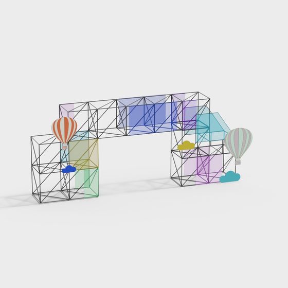 Creative Low-Poly Sky Bridge 3D model