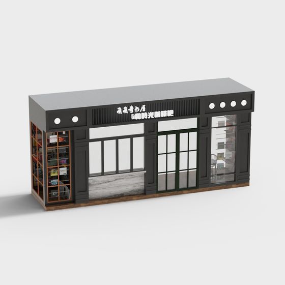 Modern Low-Polygon Coffee Shop and Bookstore 3D model