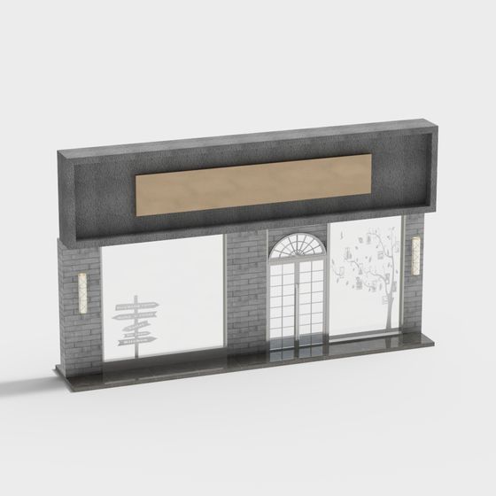 Stylish Low-Poly Building Entrance 3D model