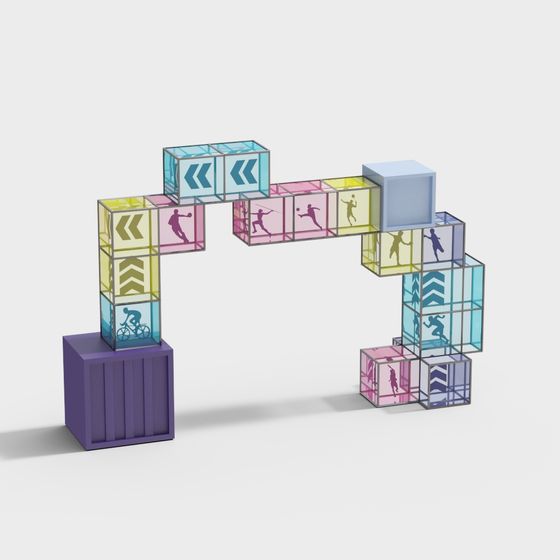 Dynamic Colorful Motion Puzzle 3D model for Creative Projects