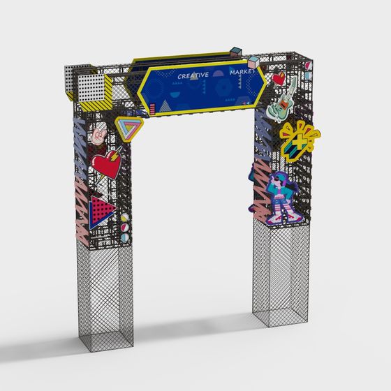 Colorful Retro-Futuristic Pop-Arch 3D model for Creatives