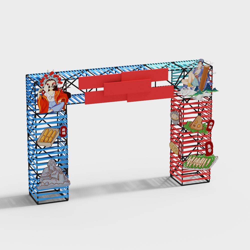 Colorful Oriental Style Porch 3D model