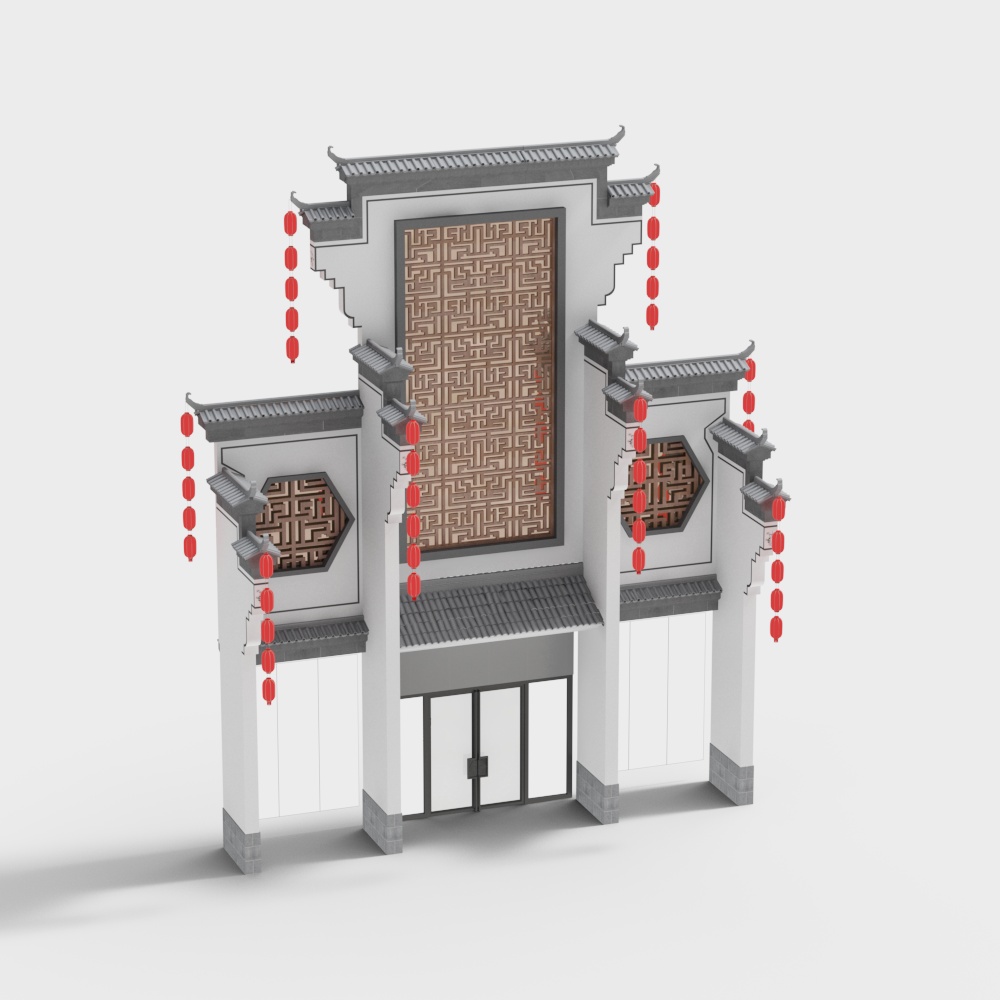 Low-Poly Classical Oriental Building 3D model
