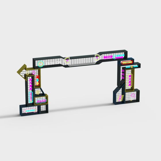 Retro Futuristic Neon Portal 3D model