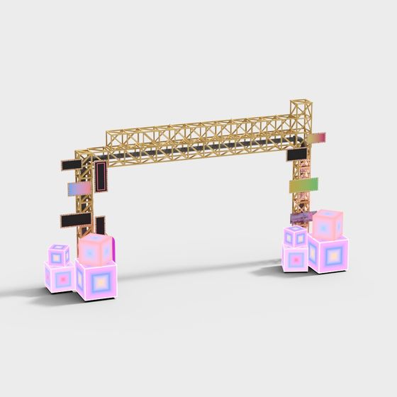 Colorful Cubic Crane 3D model for Designers
