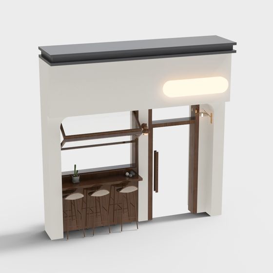 Stylish Low-Poly Bar Counter 3D model
