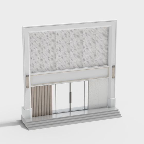 Futuristic Low-Poly Building Entrance Porch 3D model