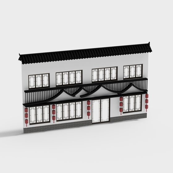Low Polygon Traditional Eastern Townhouse 3D model
