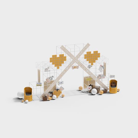 Retro Pixel Heart Portal 3D model for Creative Projects